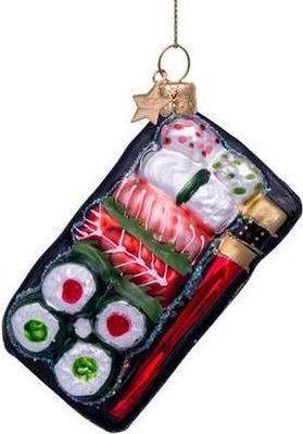 Ornament glass multi sushi plate H10cm