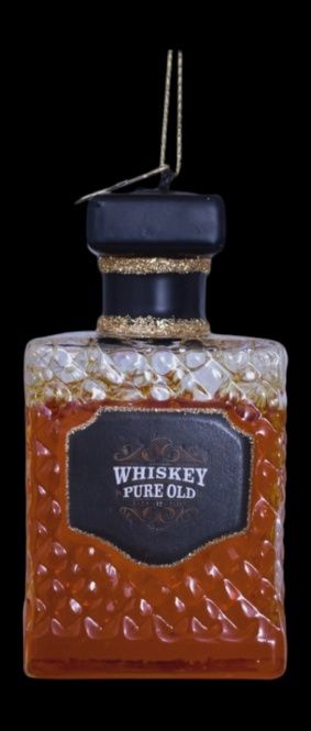 Ornament glass transparent whiskey bottle H8.5cm