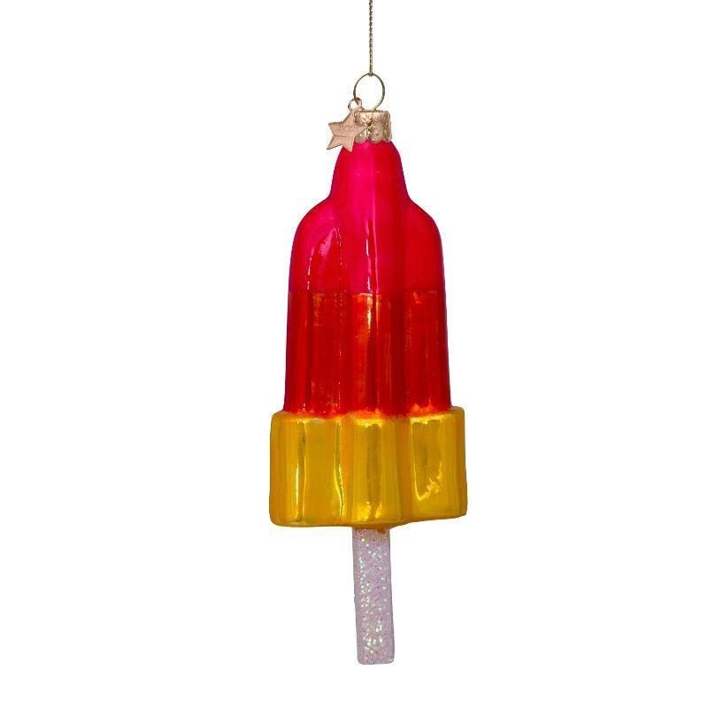 Ornament glass 3 color popsicle Raketje H15cm
