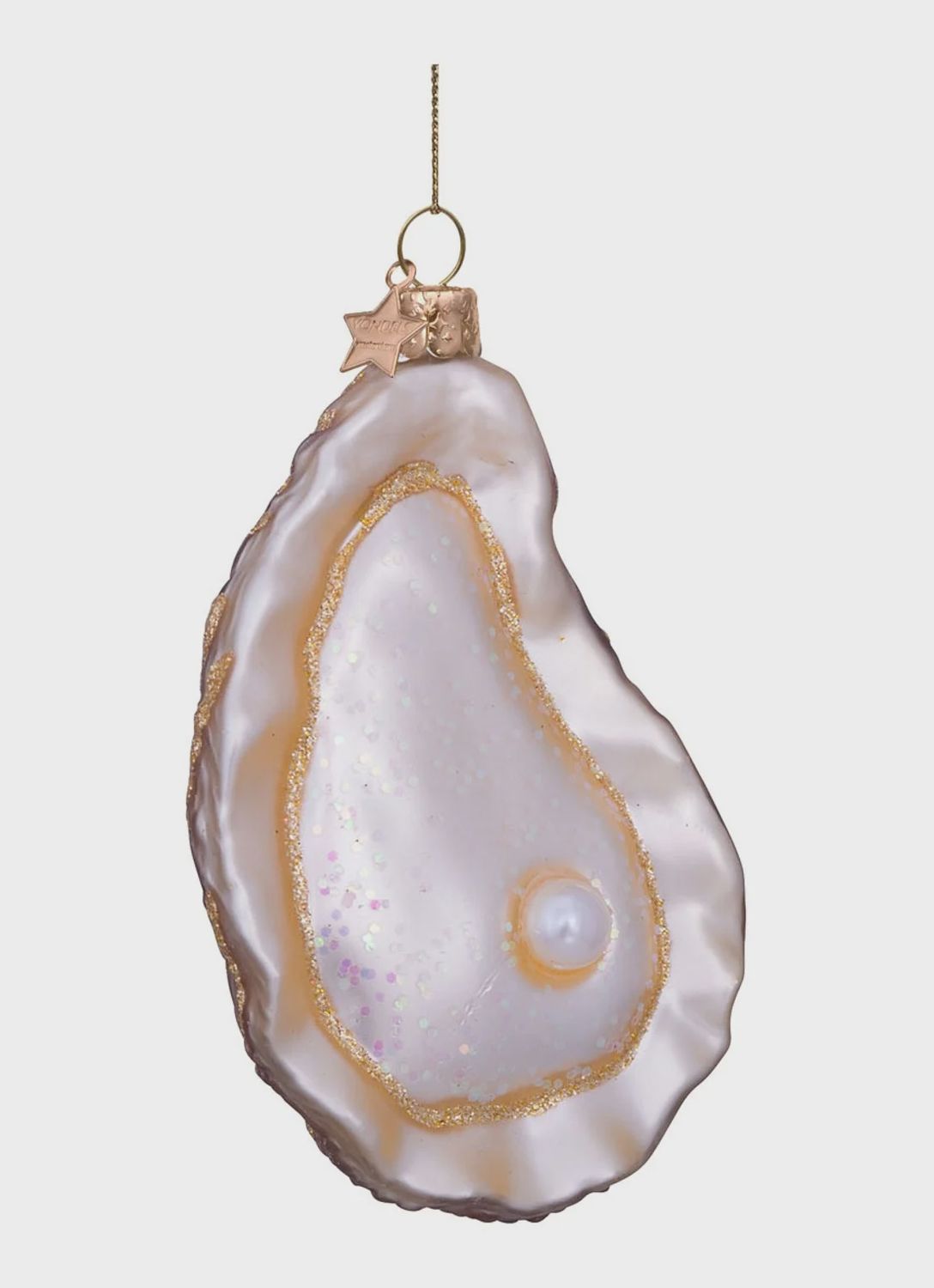 Ornament glass brown/white oyster H8cm