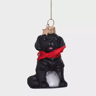 Ornament glass black puppy labrador H7cm