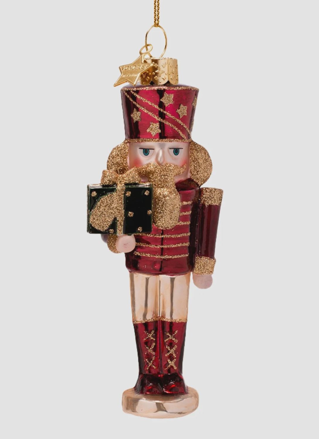 Ornament glass burgundy nutcracker H16.5cm