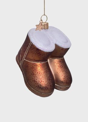 Ornament glass brown suede boots H7cm