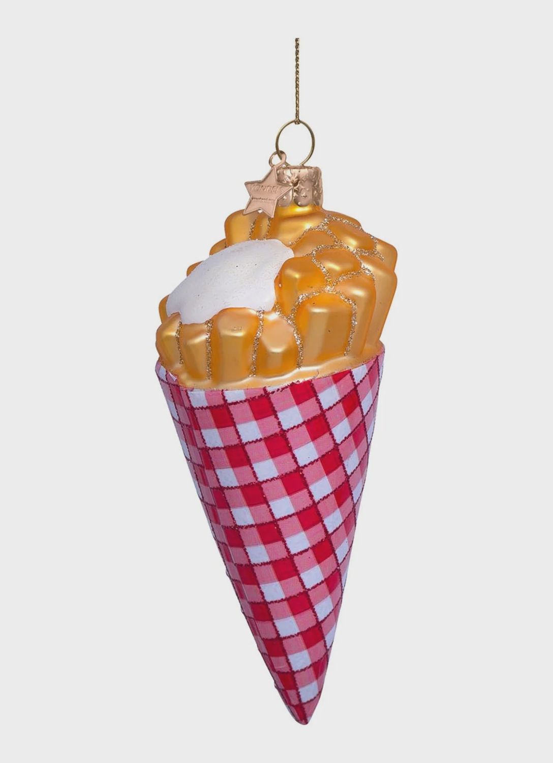 Ornament glass fries with mayonnaise H11cm