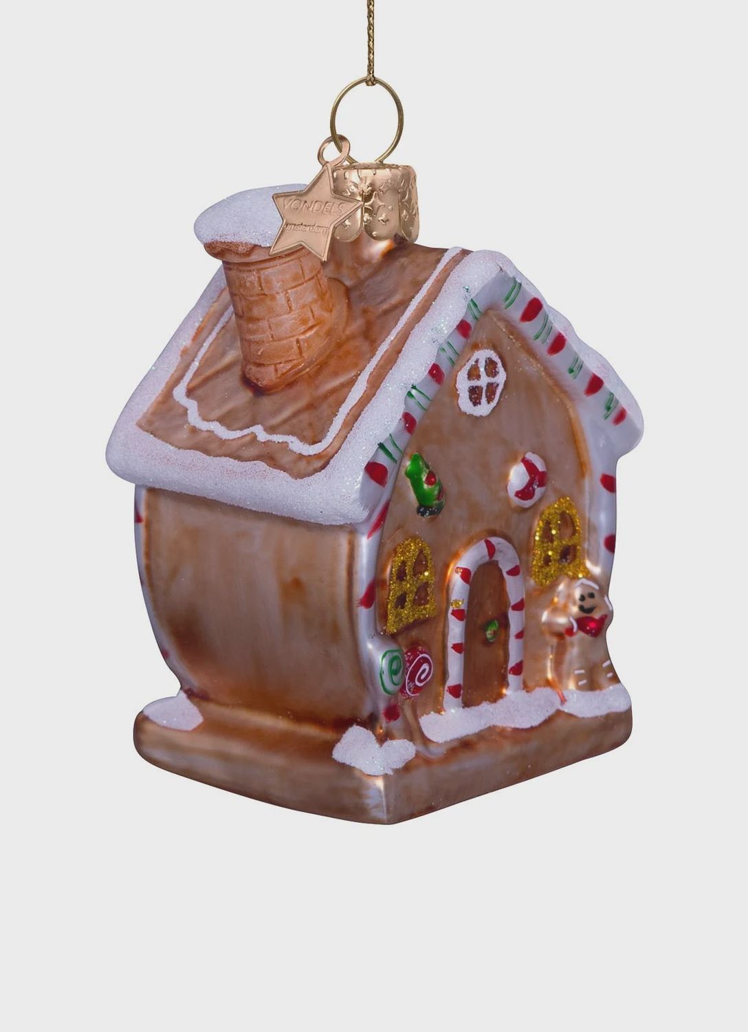 Ornament glass gingerbread house multi H9.5cm