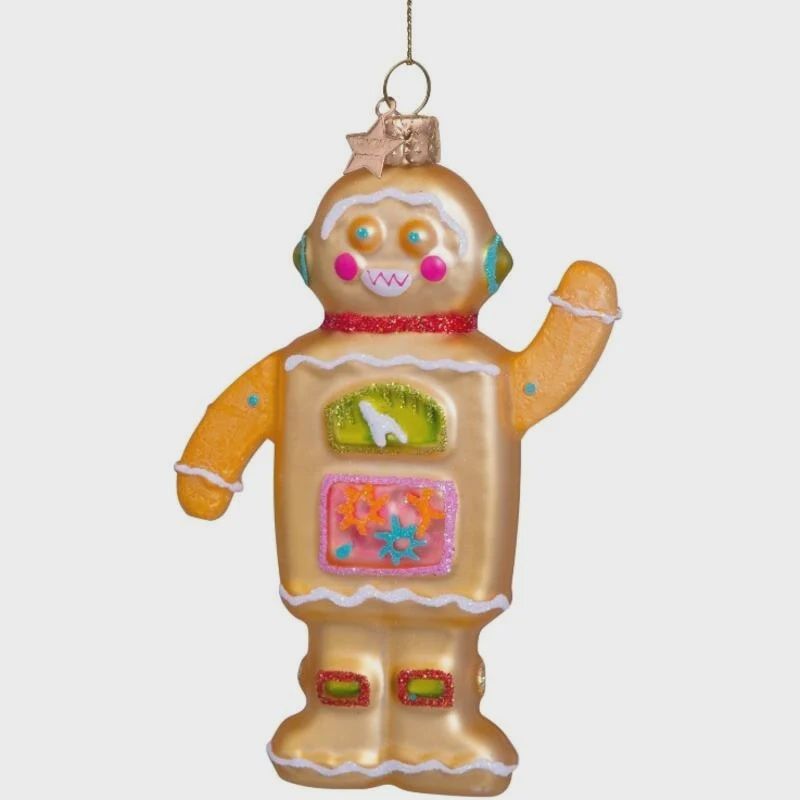 Ornament glass gingerbread robot boy H11cm