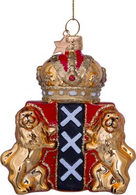 Ornament glass gold shield of Amsterdam H9.5cm w/box Ornament glass gold shield of Amsterdam H9.5cm w/box