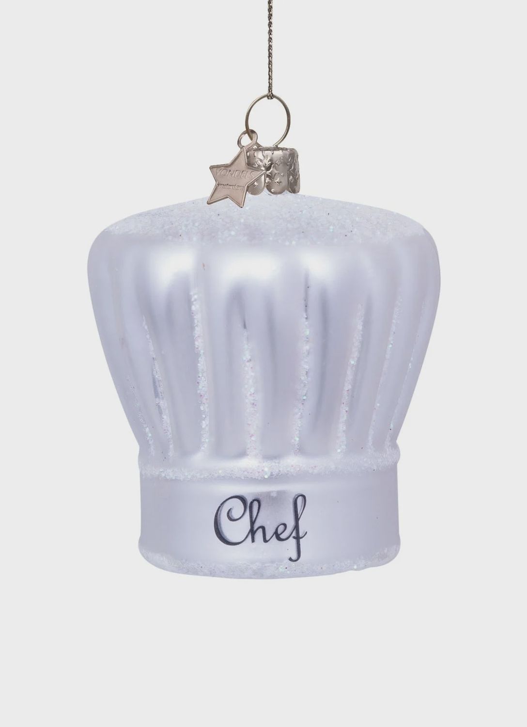 Ornament glass silver chef's hat H7cm