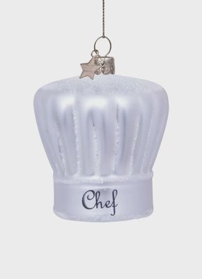 Ornament glass silver chef's hat H7cm