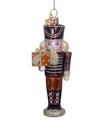 Ornament glass brown opal nutcracker H17cm