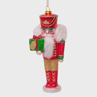 Ornament glass nutcracker red/green H16cm