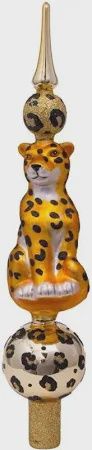 Tree topper glass leopard gold H31cm w/box