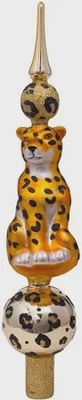 Tree topper glass leopard gold H31cm w/box