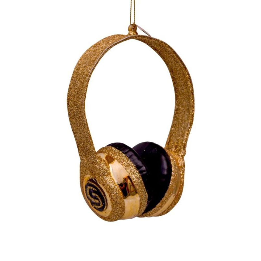Ornament glass gold glitter headset H12cm