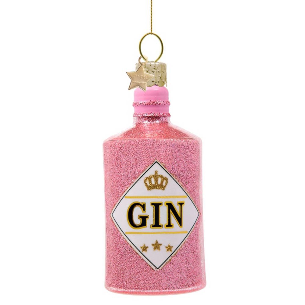 Ornament glass pink gin bottle