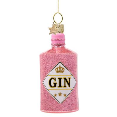 Ornament glass pink gin bottle
