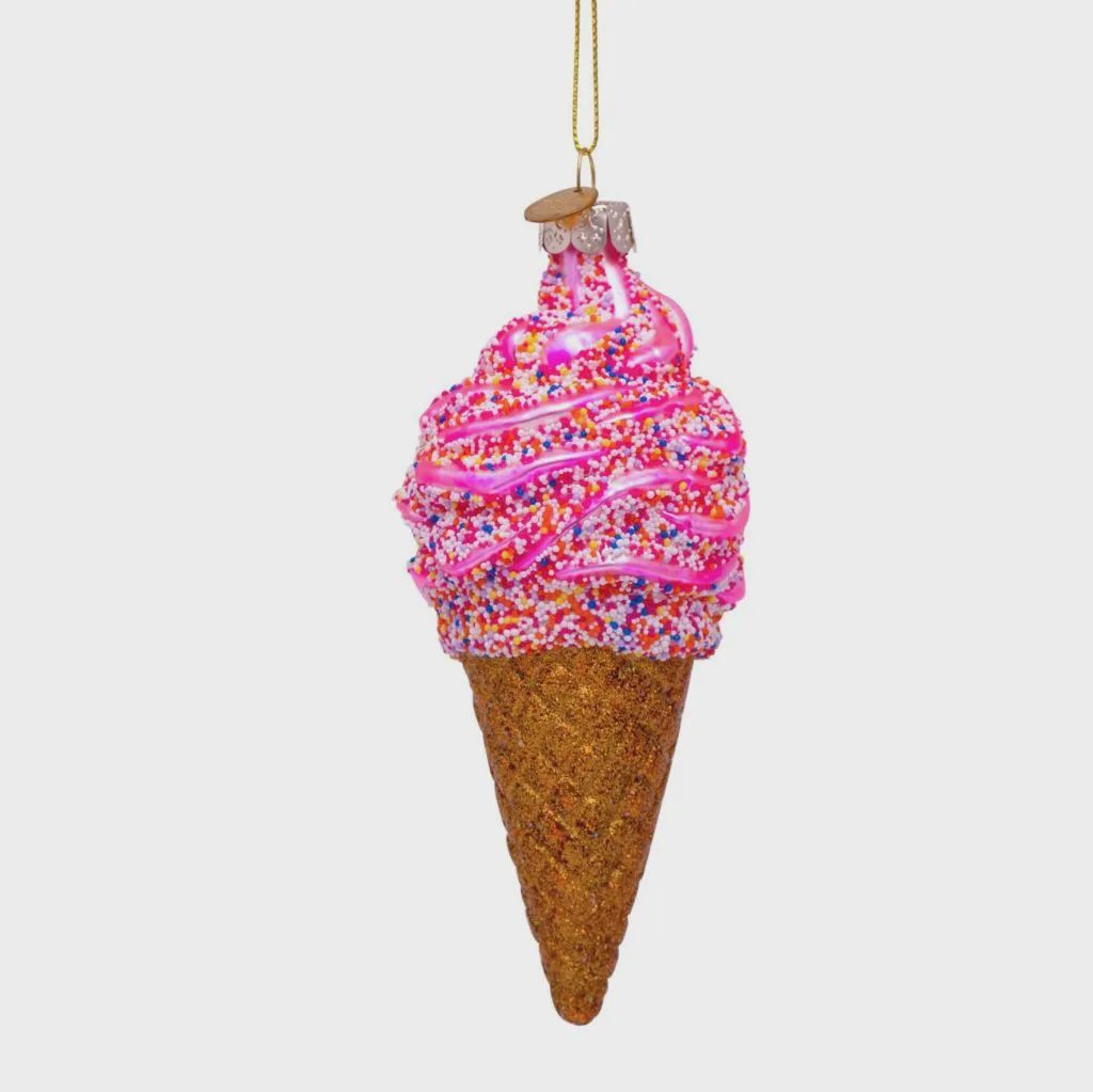 Ornament glass icecream w/disco dip H14cm
