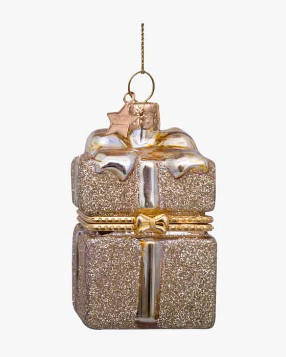 Ornament glass gold present w/ opening H5.5cm
