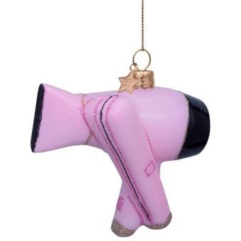 Ornament glass pink hair dryer set H6.5cm