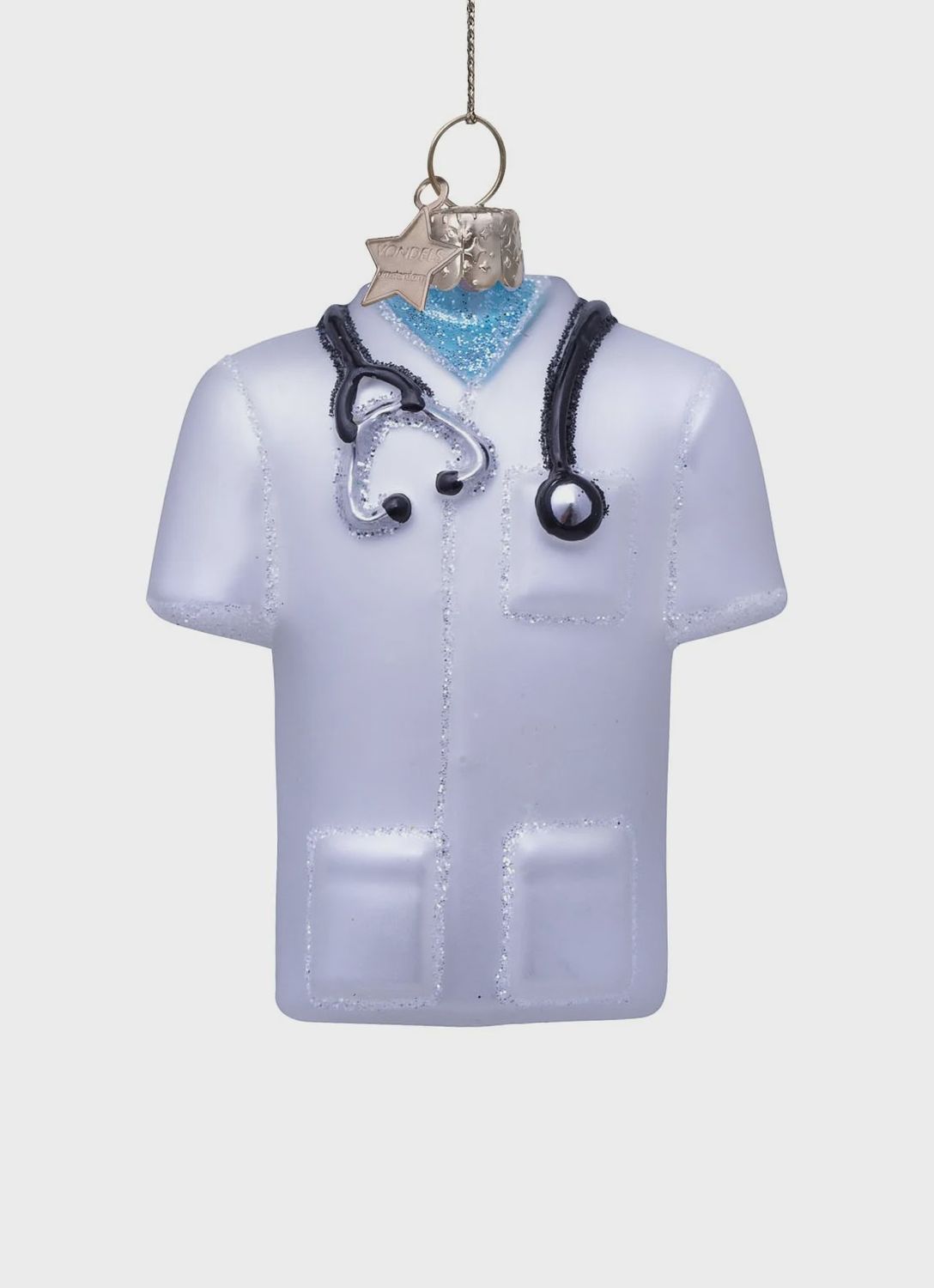Ornament glass white matt doctor shirt H8cm