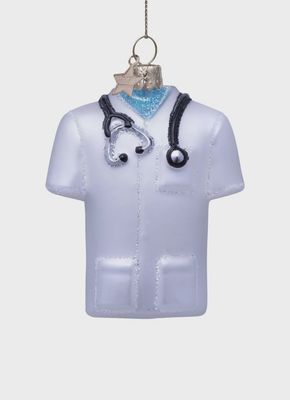 Ornament glass white matt doctor shirt H8cm