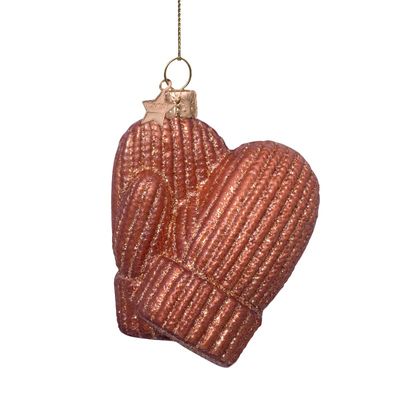 Ornament glass brown gloves H9cm