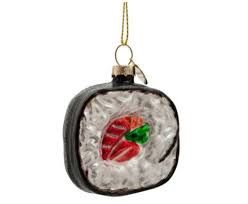 Ornament glass sushi california roll H6cm