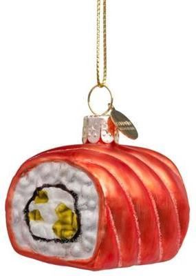 Ornament glass sushi salmon H5cm