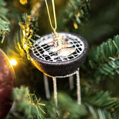 Ornament glass black bbq H10cm