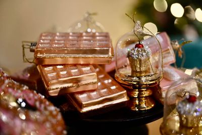 Ornament glass belgium waffle H10.5cm