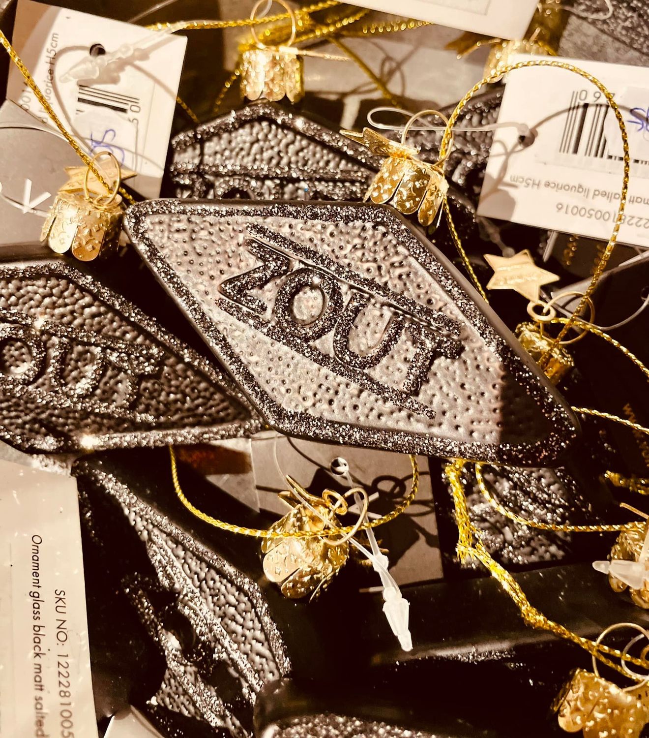 Ornament glass black matt salted liquorice H5cm