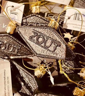 Ornament glass black matt salted liquorice H5cm