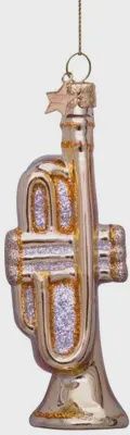 Ornament glass gold trompet H10.5cm