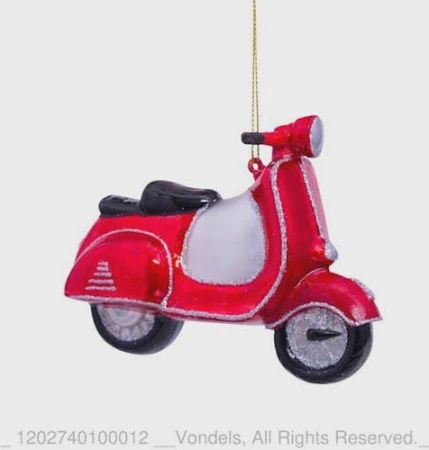 Ornament glass red scooter H10cm