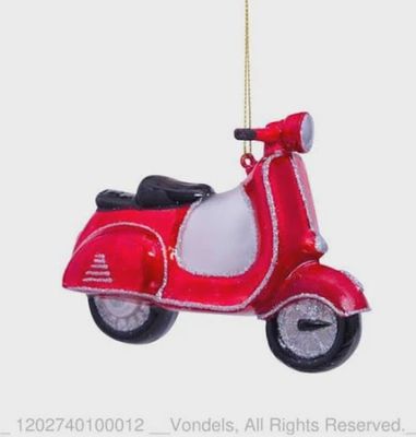 Ornament glass red scooter H10cm