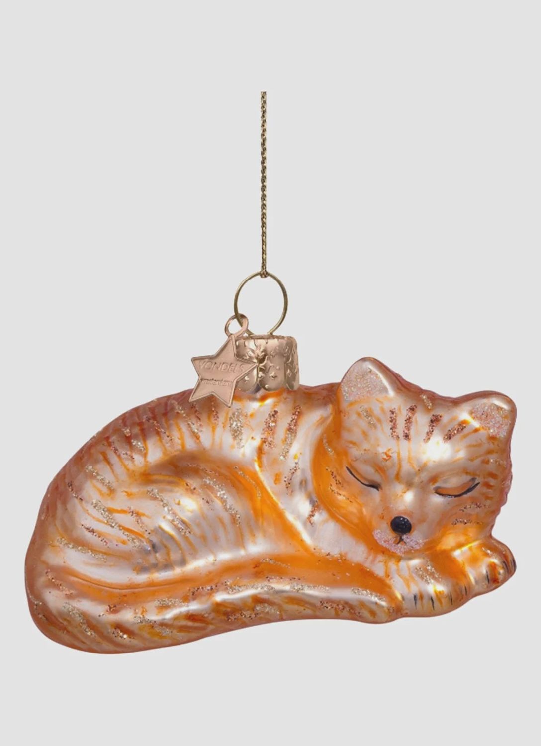 Ornament glass sleeping cat H3.5cm