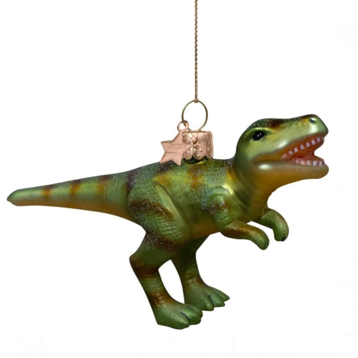 Ornament glass green dino H9cm