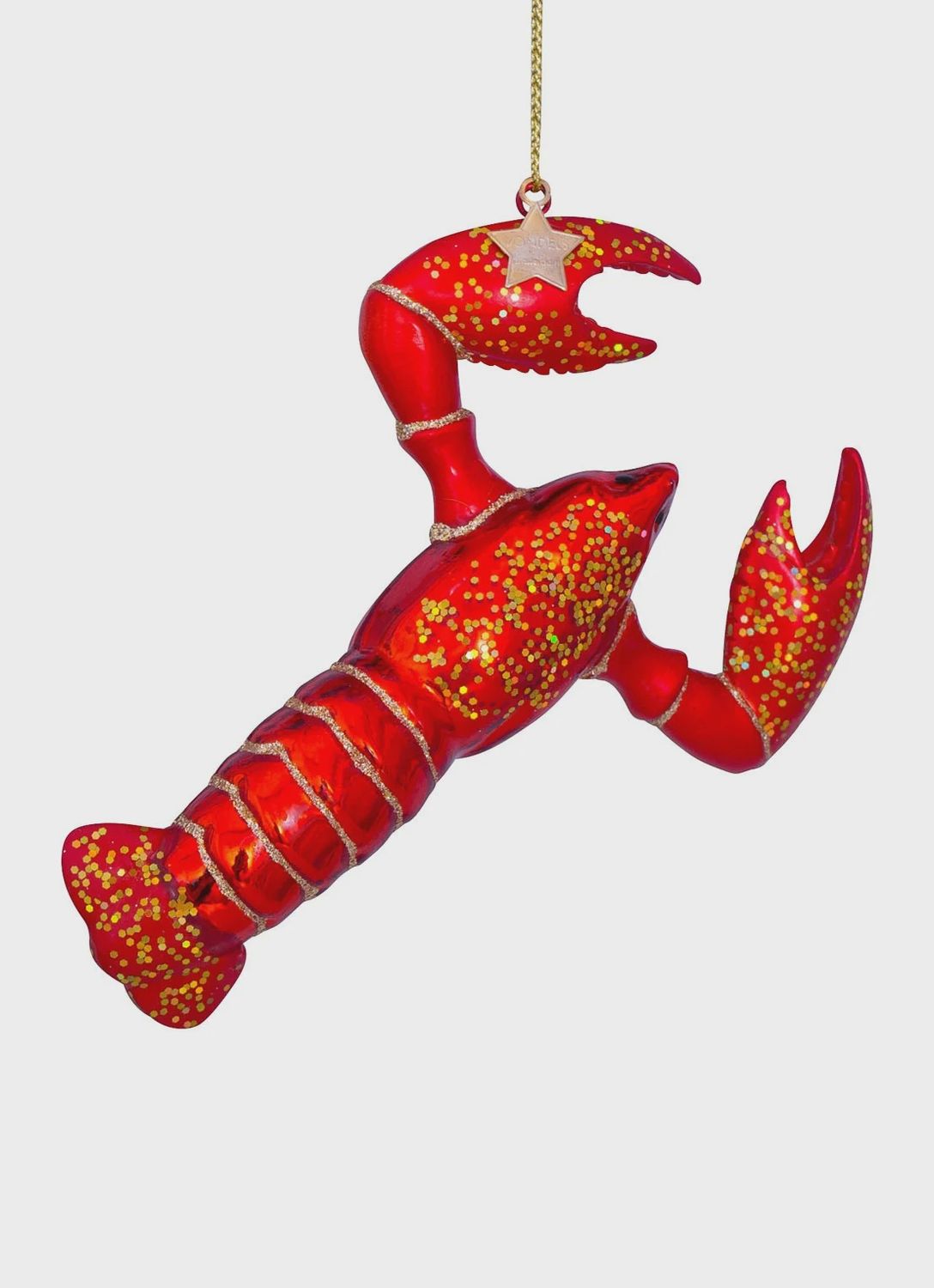 Ornament glass red lobster H14cm