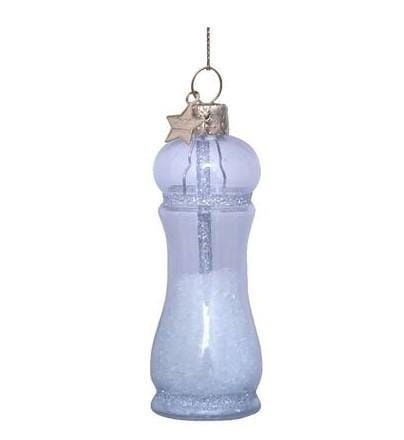 Ornament glass transparent white salt H9cm