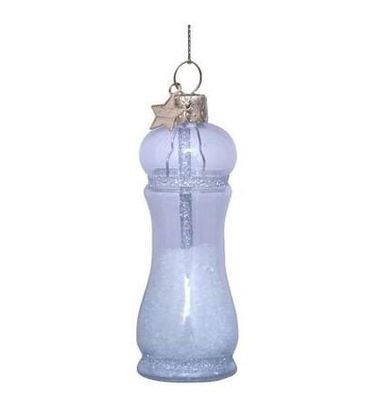 Ornament glass transparent white salt H9cm