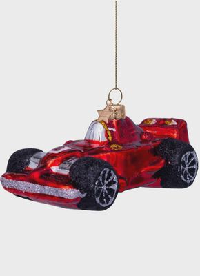 Ornament glass red racing car H10cm