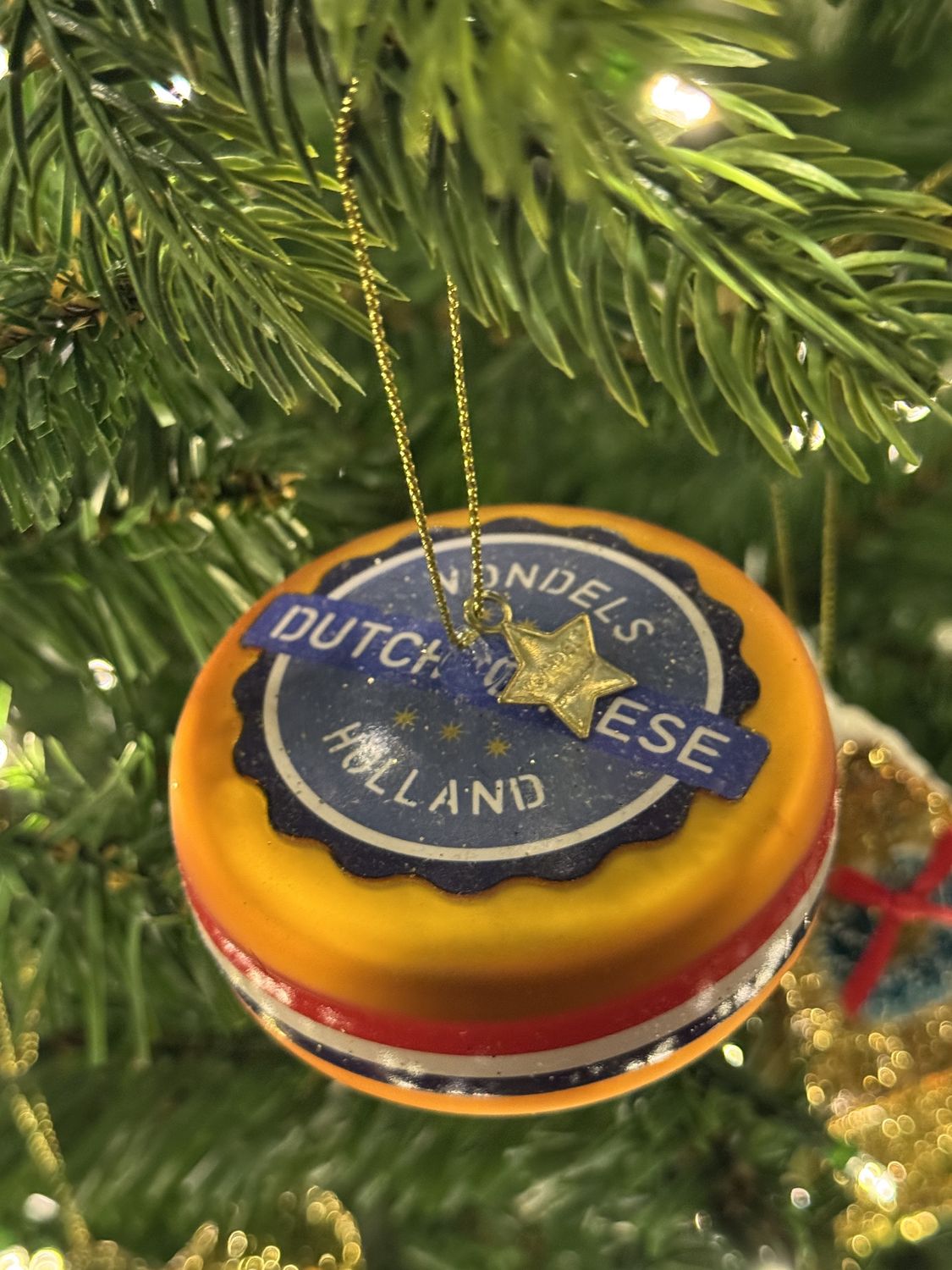 Ornament glass Dutch cheese kaas round