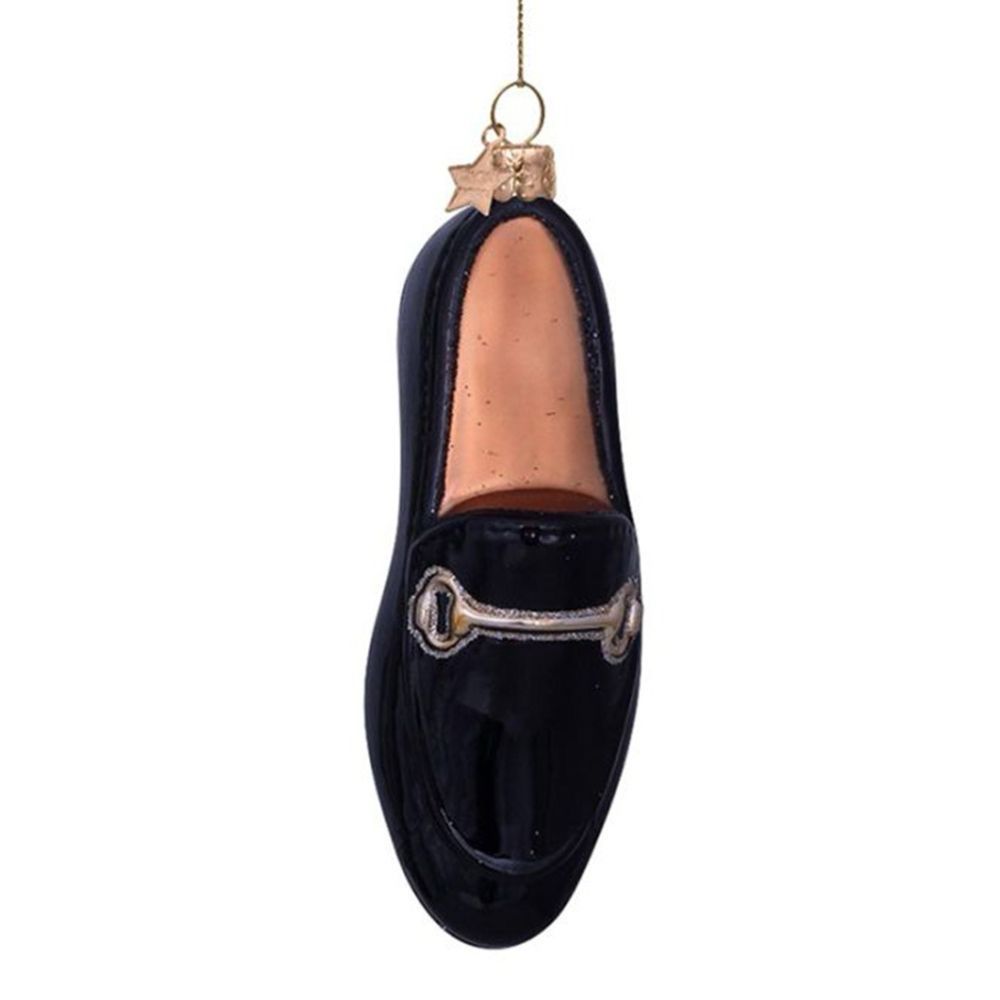 Ornament glass black loafer H12.5cm