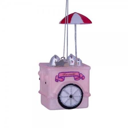 Ornament glass soft pink ice cream car H8.5cm