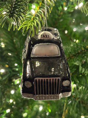 Kerstbal Taxi Zwart Glas