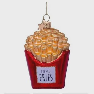 Ornament glass French fries H10cm