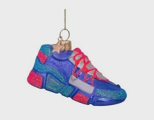 Ornament glass purple/orange sneaker H6cm