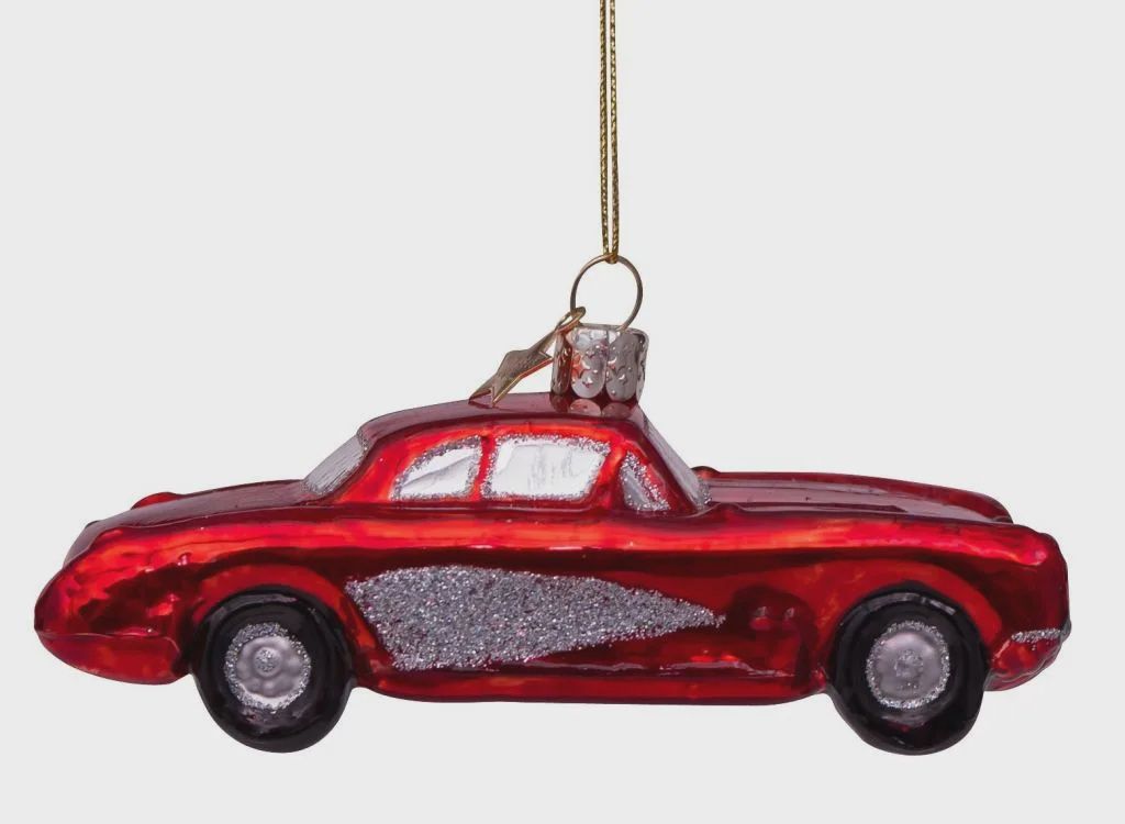 Ornament glass red racing bike H7cm