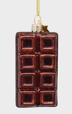 Ornament glass chocolate bar H9 cm