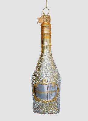 Ornament glass gold champagne bottle